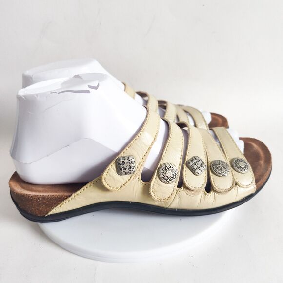 Dansko Janie Slides Sandals Cream Silver Leather Comfort Womens 38 US 7.5 / 8 - Picture 2 of 12